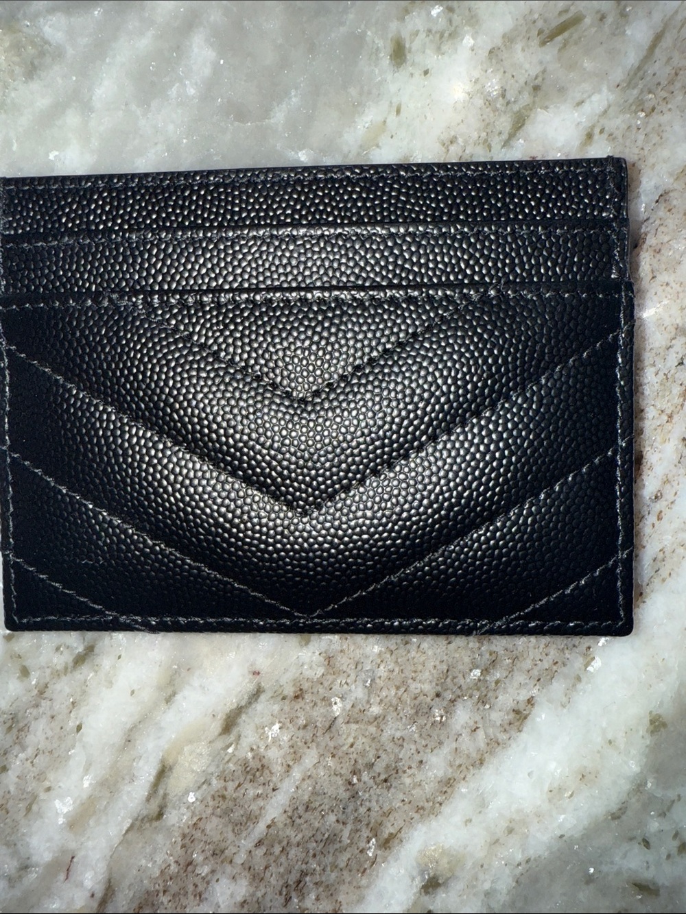 Saint Laurent Black Quilted Card Case with Silver YSL Emblem - Picture 4 of 9